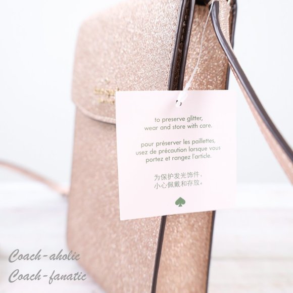 NWT Kate Spade Tinsel North South Glitter Phone Flap Crossbody in Rose Gold - Picture 6 of 13